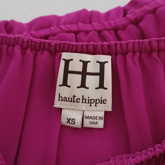 Haute Hippie Y2K Ruffle Top Honeydew 100% Silk Mini Dress - Picture 7 of 12